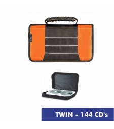Porta 144 CD-DVD Porta CD cremallera naranja y negro 